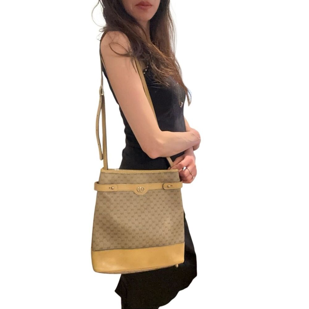 Gucci Yellow and Tan Monogram Shoulder Bag